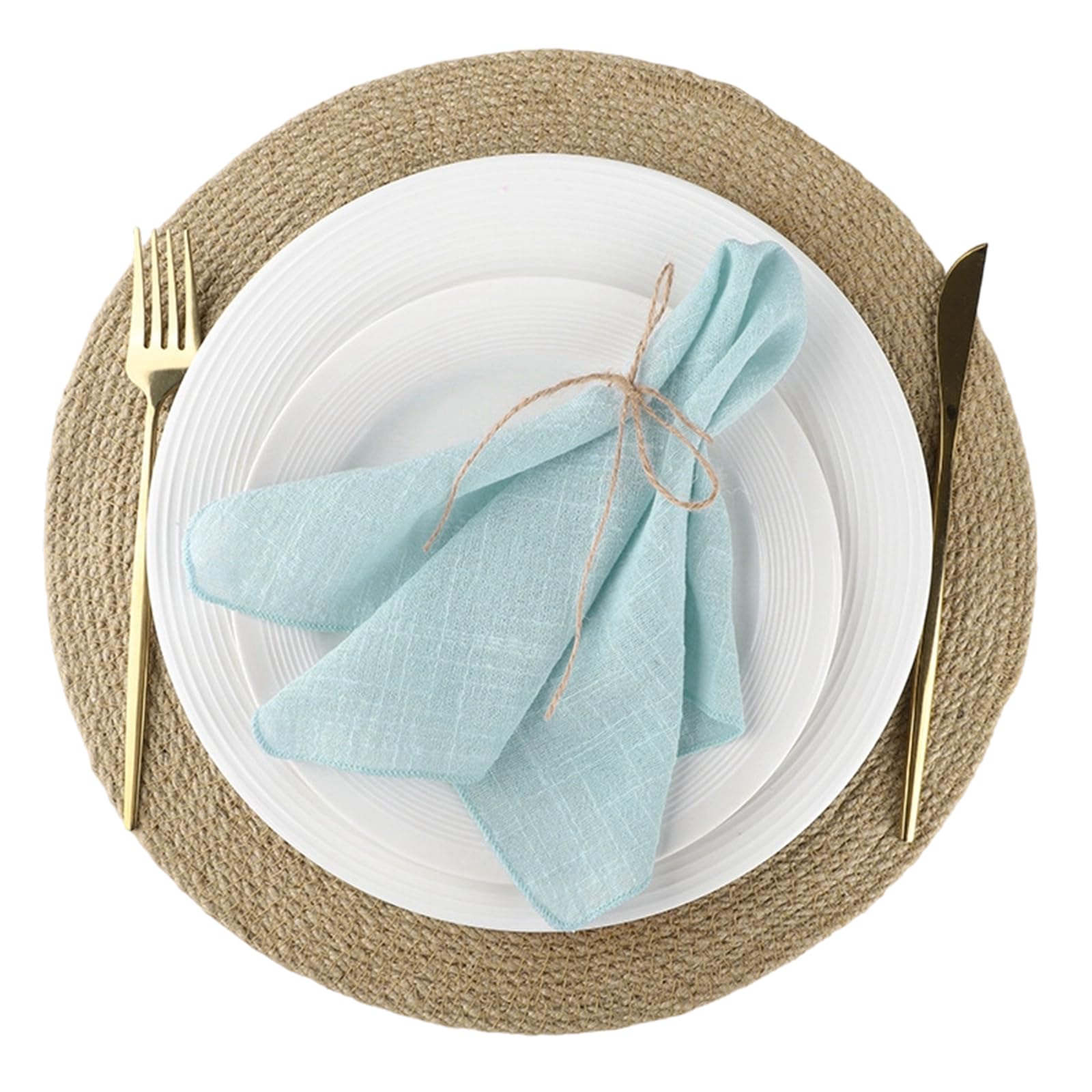 Serviettes en étamine de coton bleu azur pour mariage et dîner chic