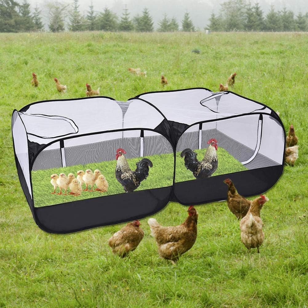 TACY Small Pet Animals Playpen, Cage Tent Enclosure Large Chicken Run Coop with Breathable Transparent Mesh Walls Pop Open Indoor…