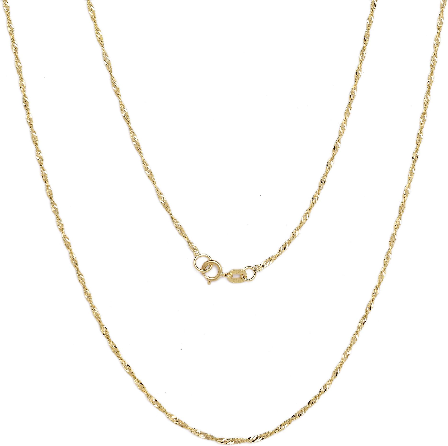 Floreo10k Yellow Gold or White Gold 1mm Solid Thin Singapore Chain Necklace