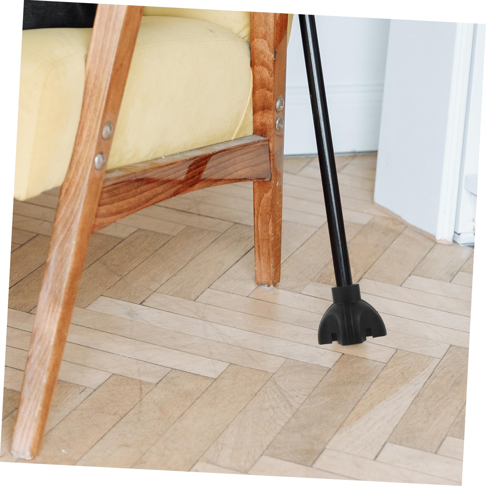 Gogogmee 2pcs Cane Foot Pads Standing Cane Tip Cane Foot Pad Replacement Walking Cane Foot Pad Replacement Pole Ends Four Prong Cane Tip Tips for Canes Walking Stick Crutches Tips Black