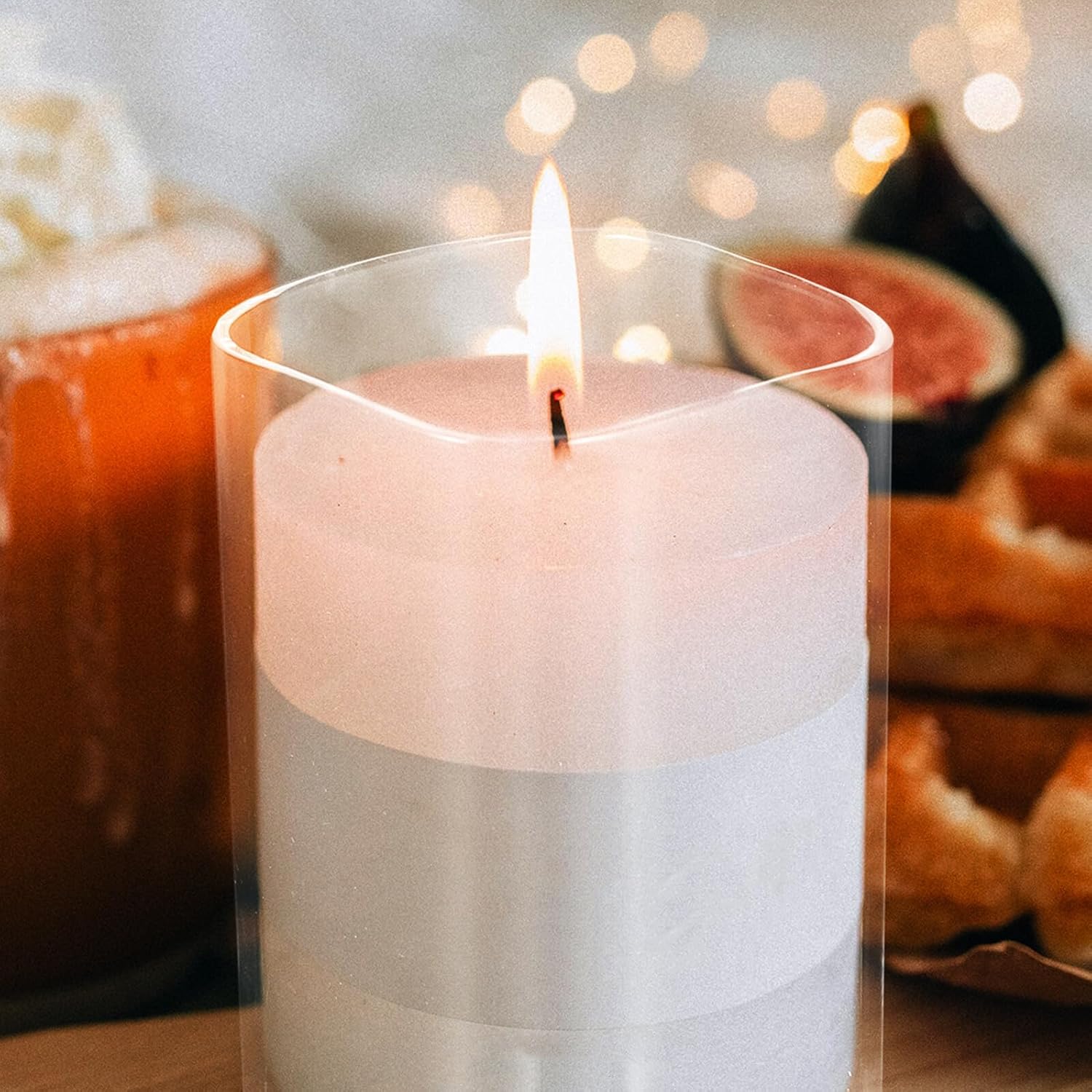 Cylindrical Glass Candle Shade Open Ended Candleholder Tube Transparent Household Cover for Pillar Candles Home Wedding Banquet Decoration