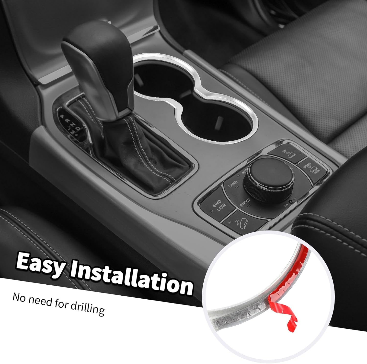 Jimen Compatible with Jeep Grand Cherokee 2011-2021, Front Cup Holder Cover Trim (Silver)