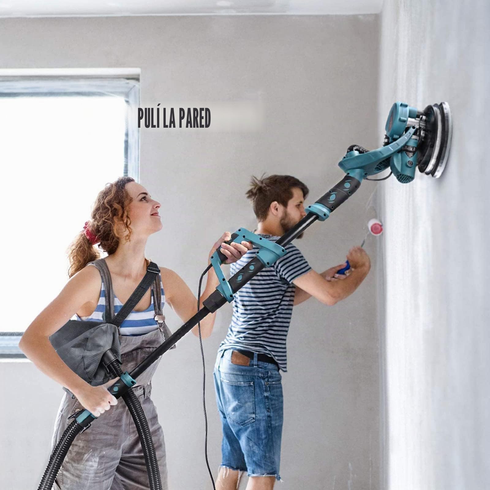 Lijadora De Pared 1800w, Lijadora Jirafa, con Aspiradora E Iluminación Led, 5 Velocidades Ajustables,con Cable De 2m, para Lijar Techos Y Paredes