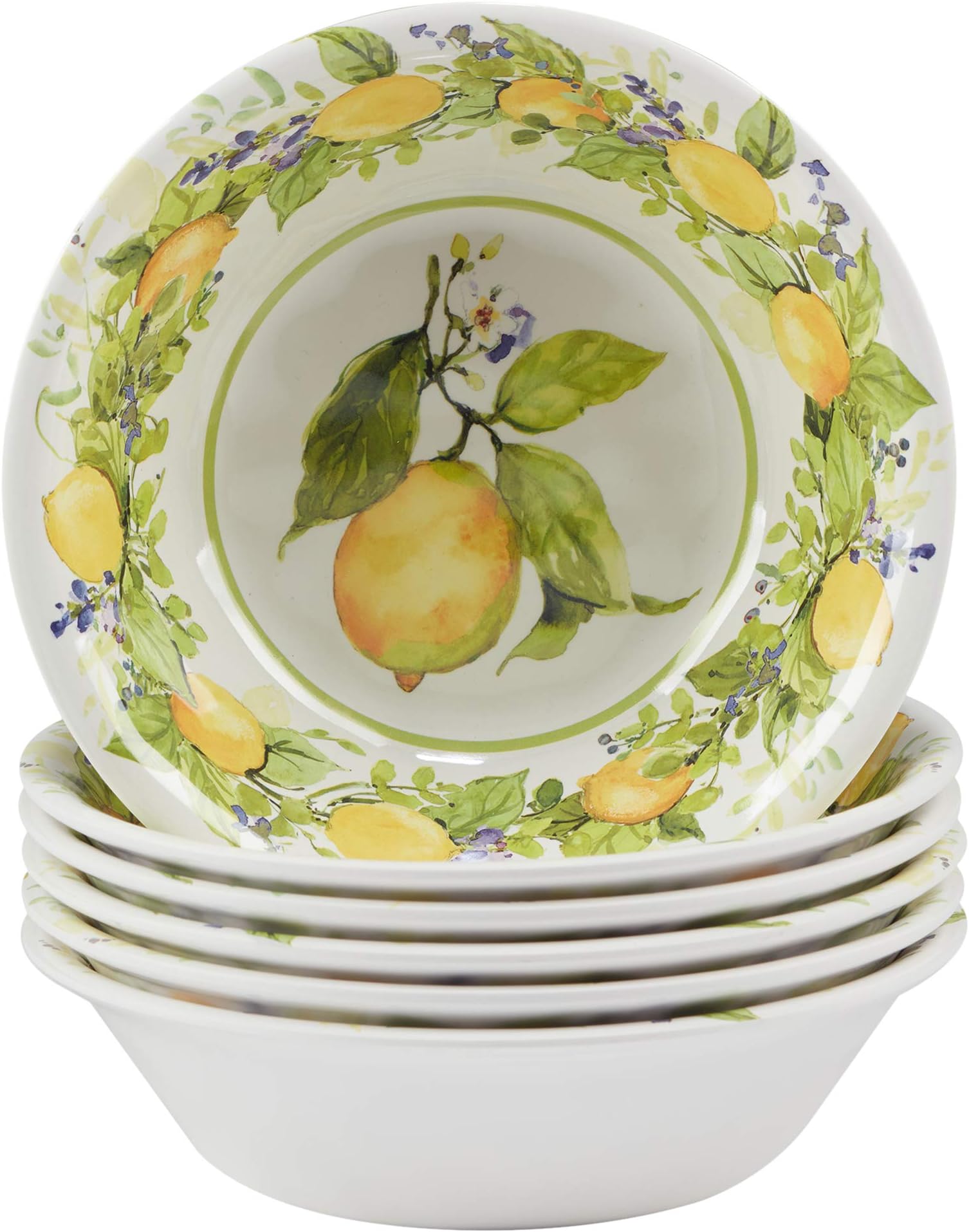 Lemon Zest Melamine All Purpose 7.5" Bowls, Set of 6