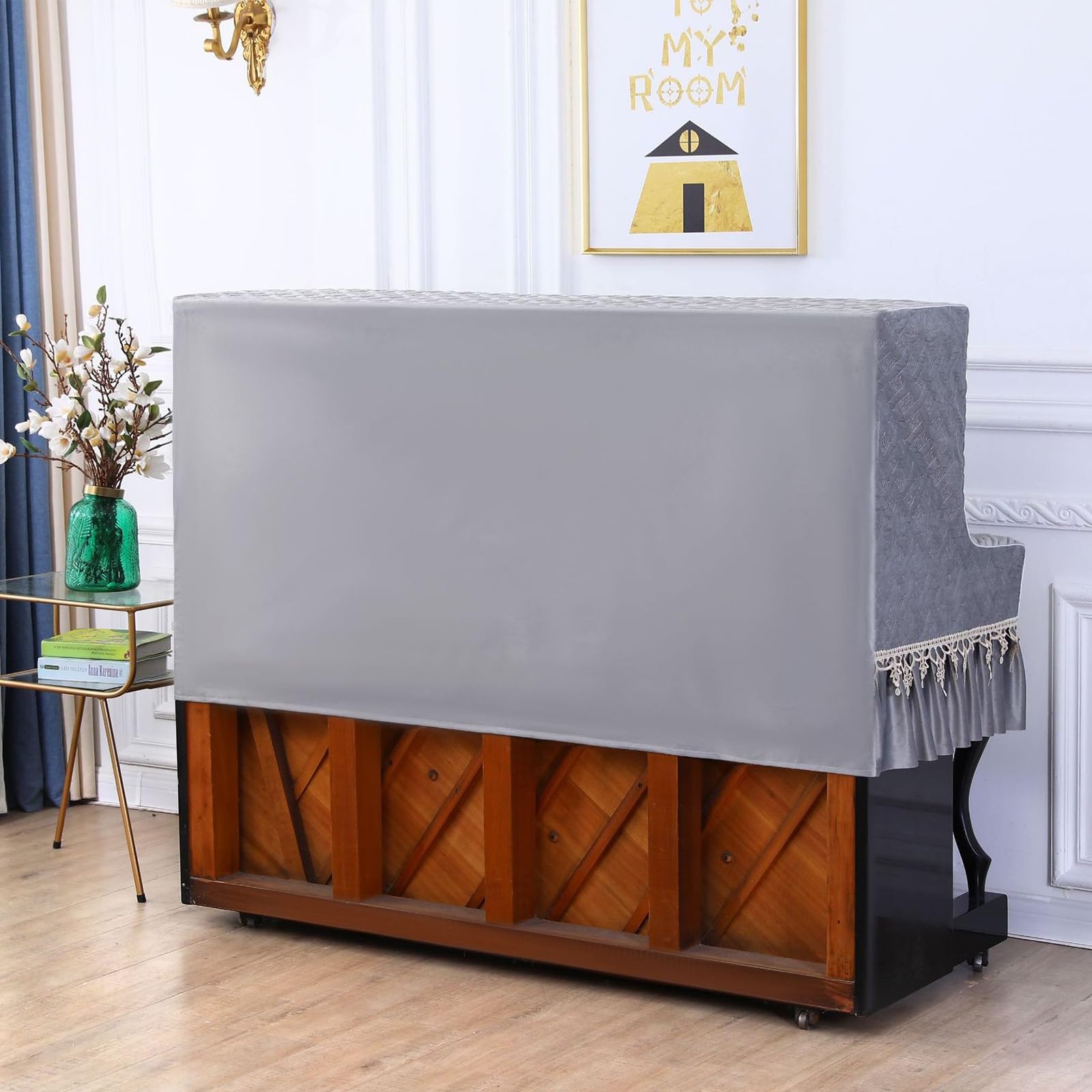 Klavierabdeckung die halbe Klavierhälfte leicht zugängliche Abdeckung gegen Staub und Kratzer for Wohnmöbel Restaurants Buchhandlungen(Double Stool-B4)