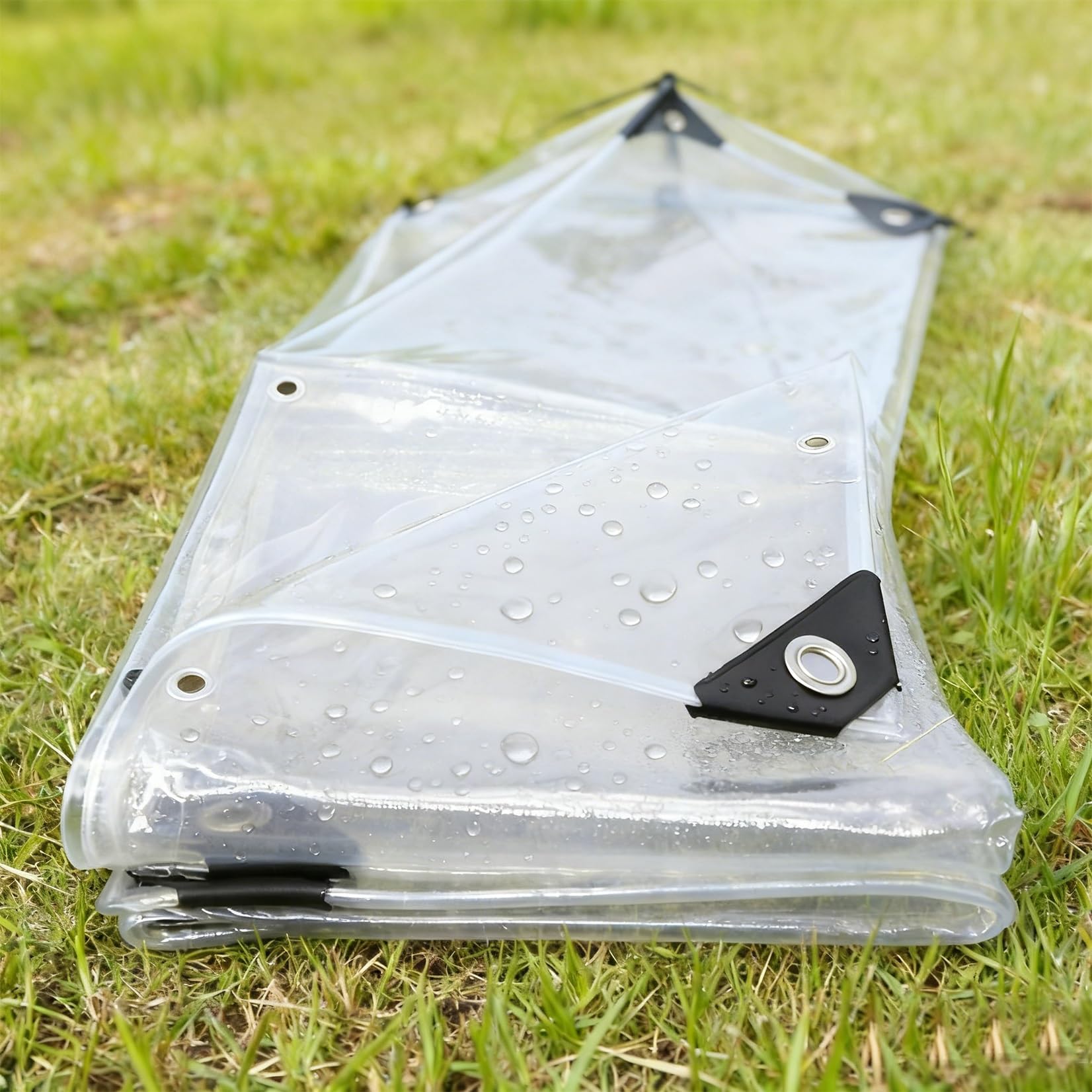 Lona transparente impermeable de 100x180 cm con ojales para toldo exterior