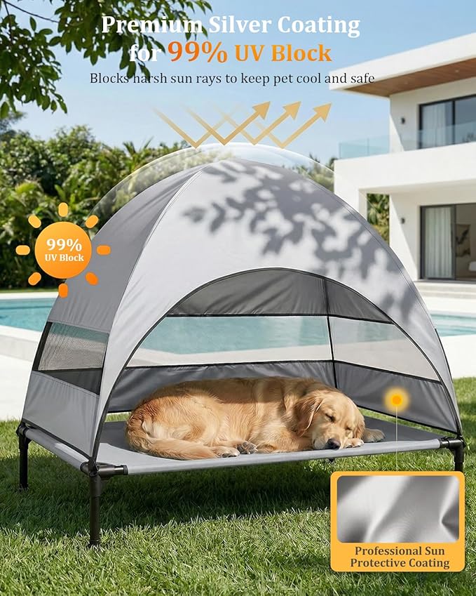 Cama Elevada para Perro Grande Gris con Refrescante miniatura 2