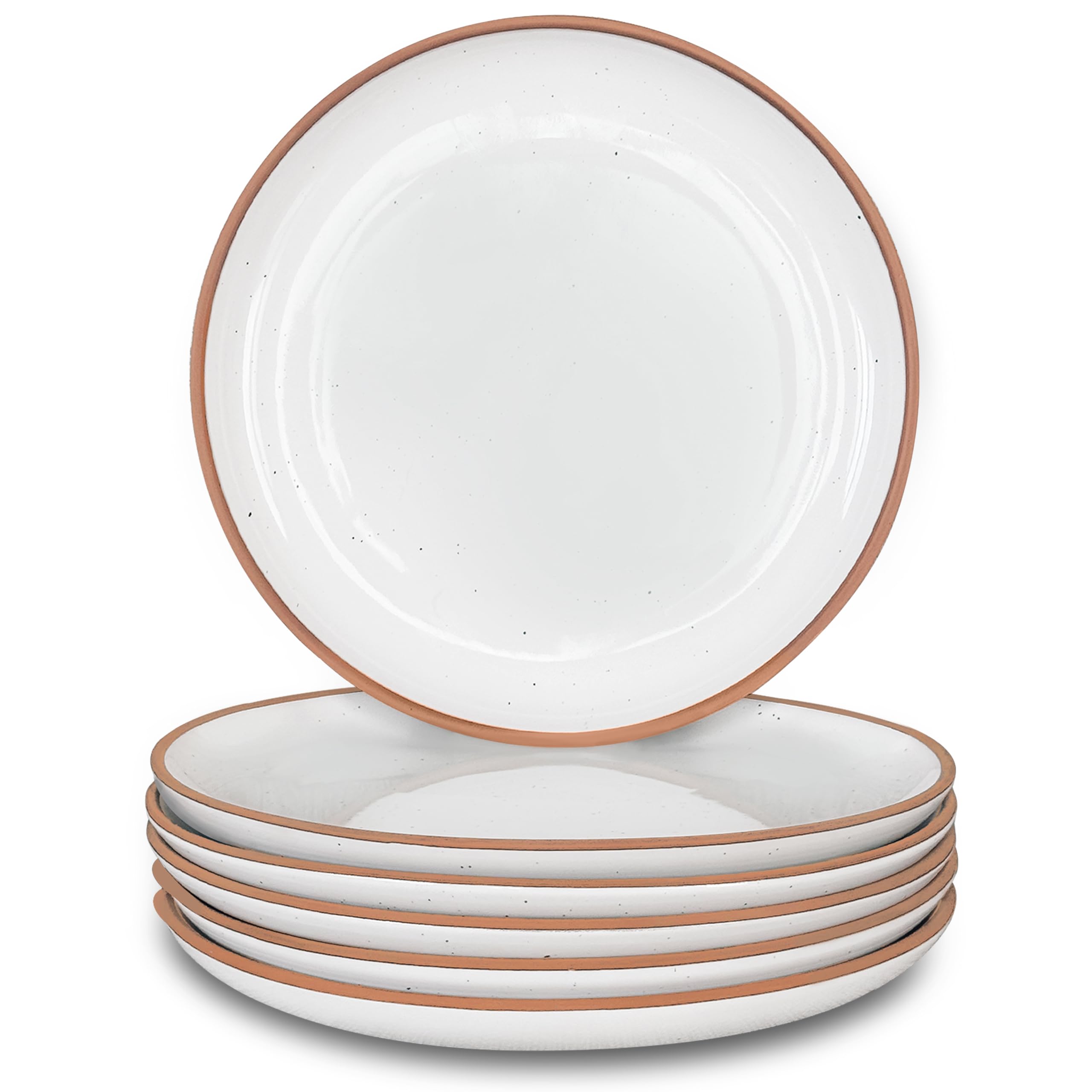 Mora Ceramic Plates Set, 7.8 in - Set of 6 - The Dessert, Salad, Appetizer, Small Dinner etc Plate. Microwave, Oven, and Dishwasher Safe, Scratch Resistant. Kitchen Porcelain Dish - Vanilla White