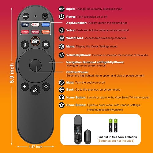 Miniatura 6 de Control remoto por voz compatible con Vizio Smart TV, XRT270 Remoto de repuesto para Vizio FHD 4K Quantum DPMV-Series Smart TV