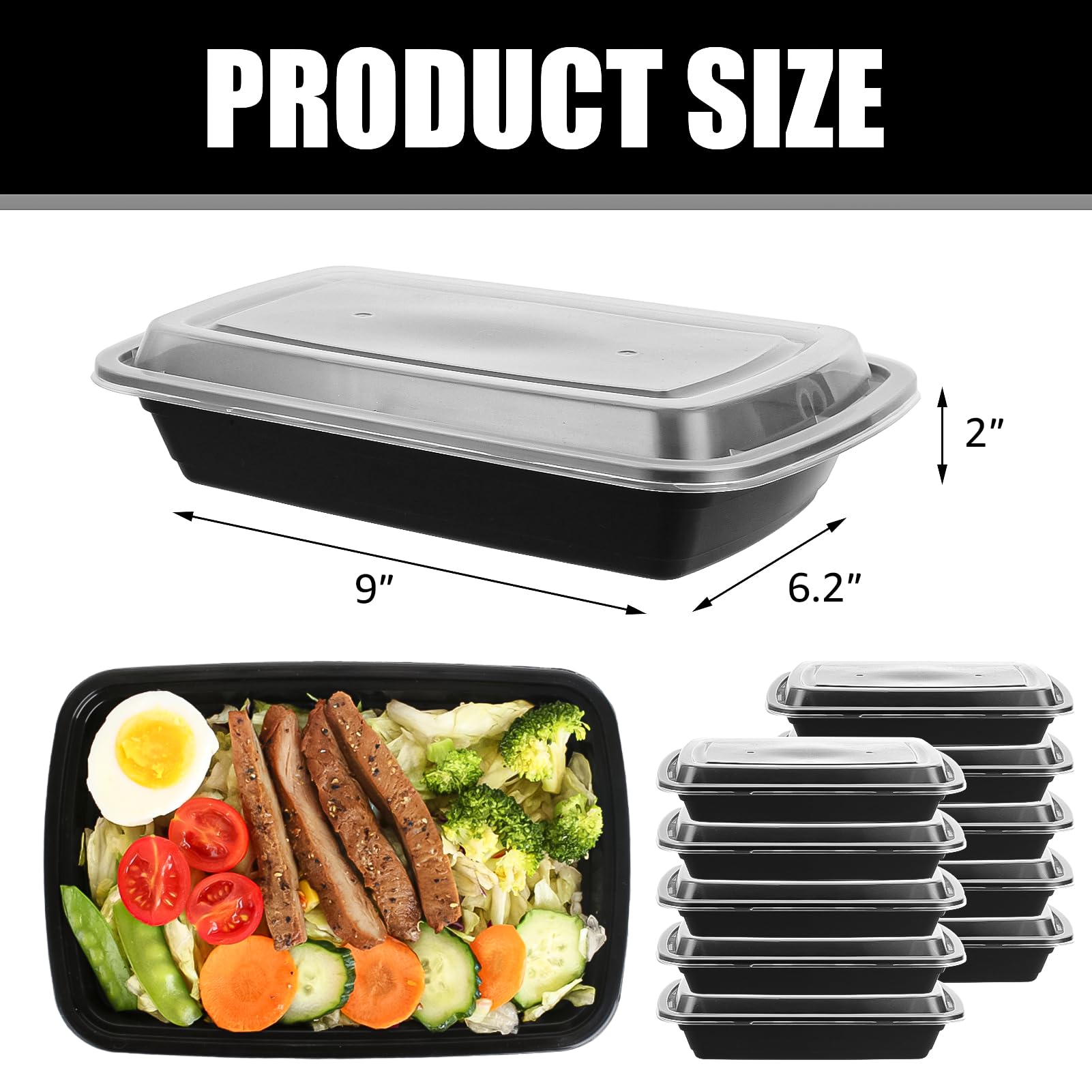 50 PACK, 24 oz. Meal Prep Containers, Extra Large & Thick Food Storage Containers with Lids - BPA Free Stackable Microwavable & Dishwasher Safe, Travel, To Go, Bento Box (50, Rectangle - 28 oz.)