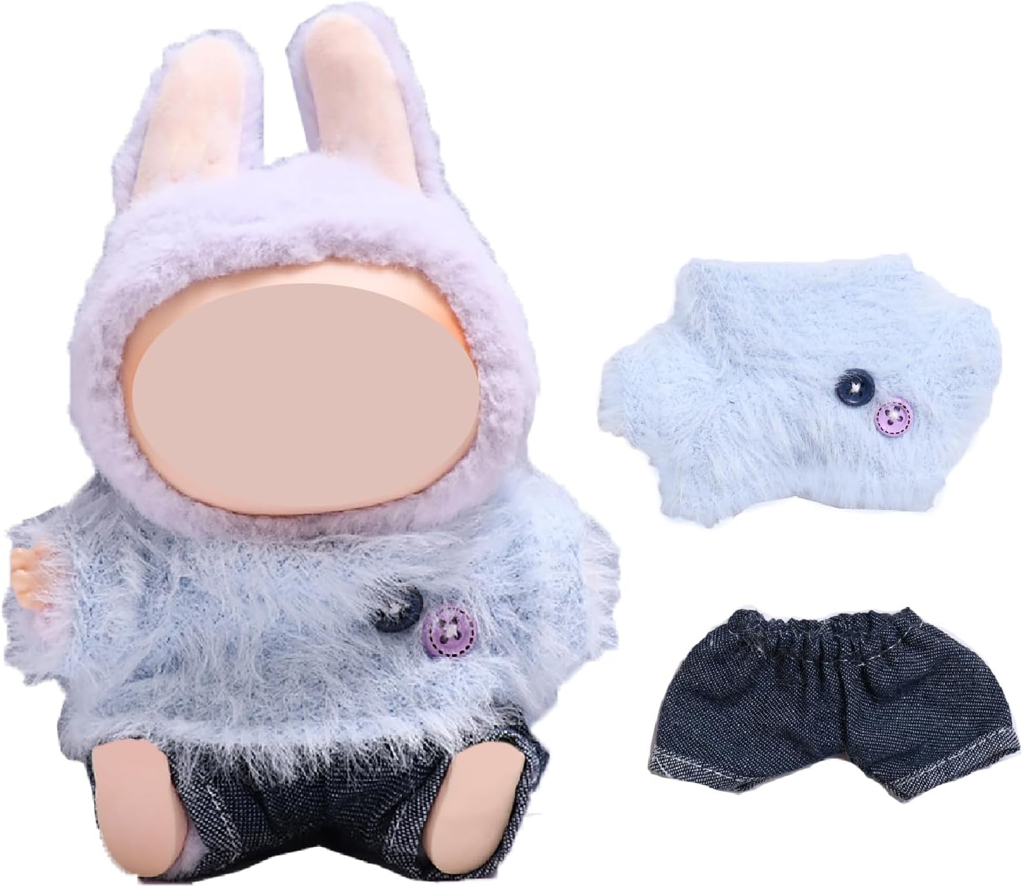 Wool Style Doll Clothes ,15cm/17cm Dolls Outfit - Stylish T-Shirt & Denim Jeans Set(No Doll)