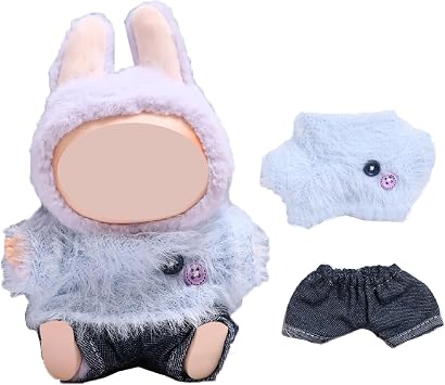 Wool Style Doll Clothes ,15cm/17cm Dolls Outfit - Stylish T-Shirt & Denim Jeans SetNo Doll