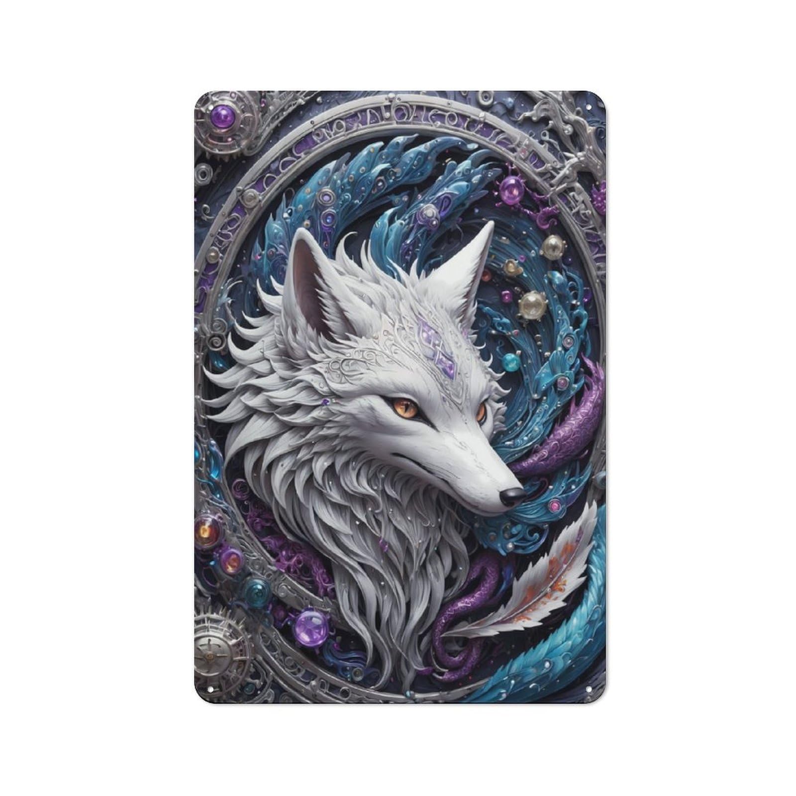 Vintage Metal Sign with Steampunk Fox Design 30x20cm, Vintage Bar Wall Plaque for Cafe, Pub, Workshop Or Home Bar