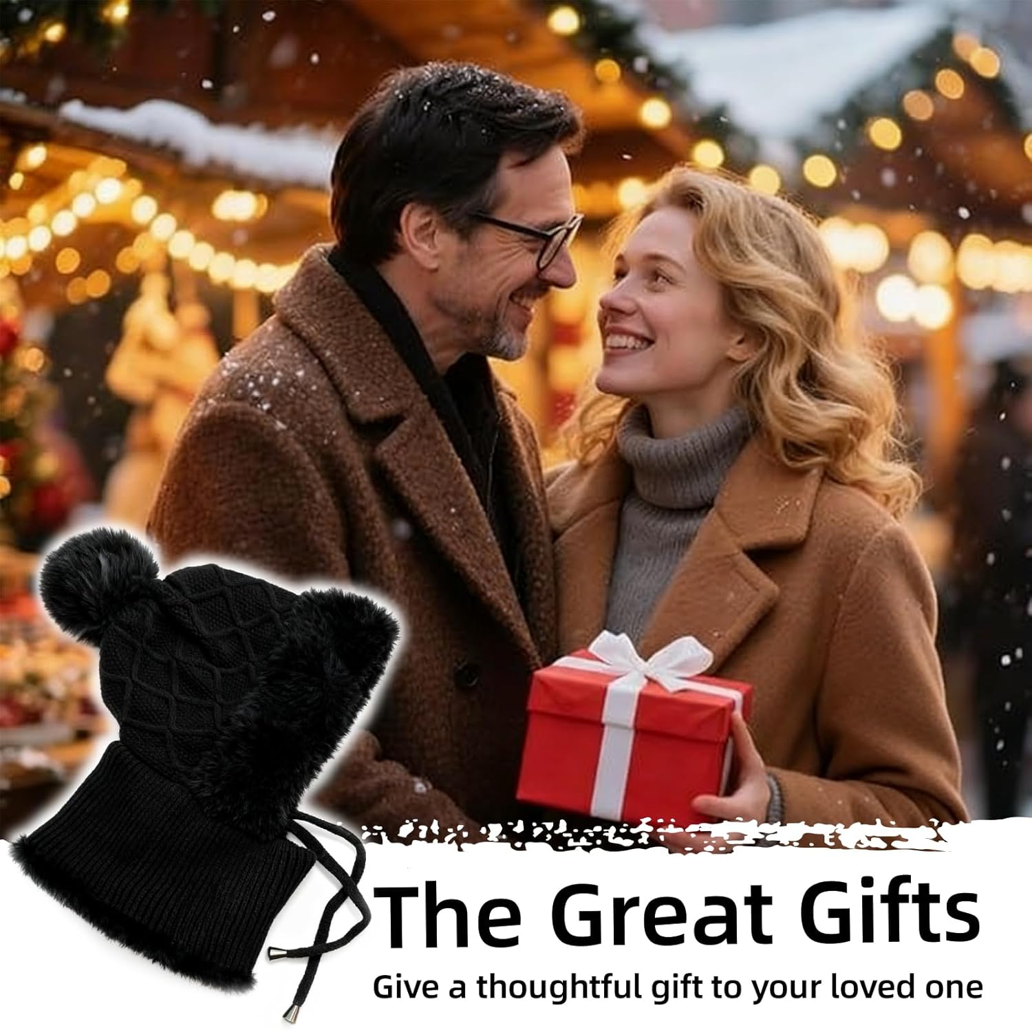 3 in 1 Beanie Hat for Women, Knitted Balaclava Hats with Scarf Attached, Windproof One Size Winter Hats - Image 7