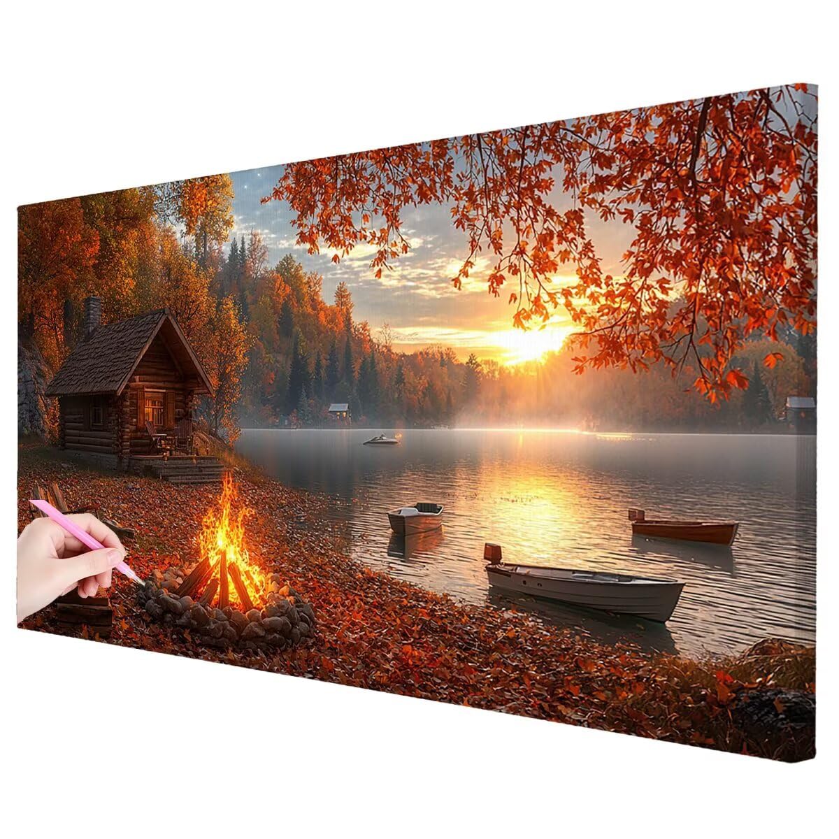Duży diamentowy krajobraz, 120 x 60 cm, zestawy do malowania diamentami 5D dla dorosłych, DIY, jesienna sztuka z klejnotami dla dorosłych, pełne okrągłe wiertło, kryształowe malarstwo, rękodzieło