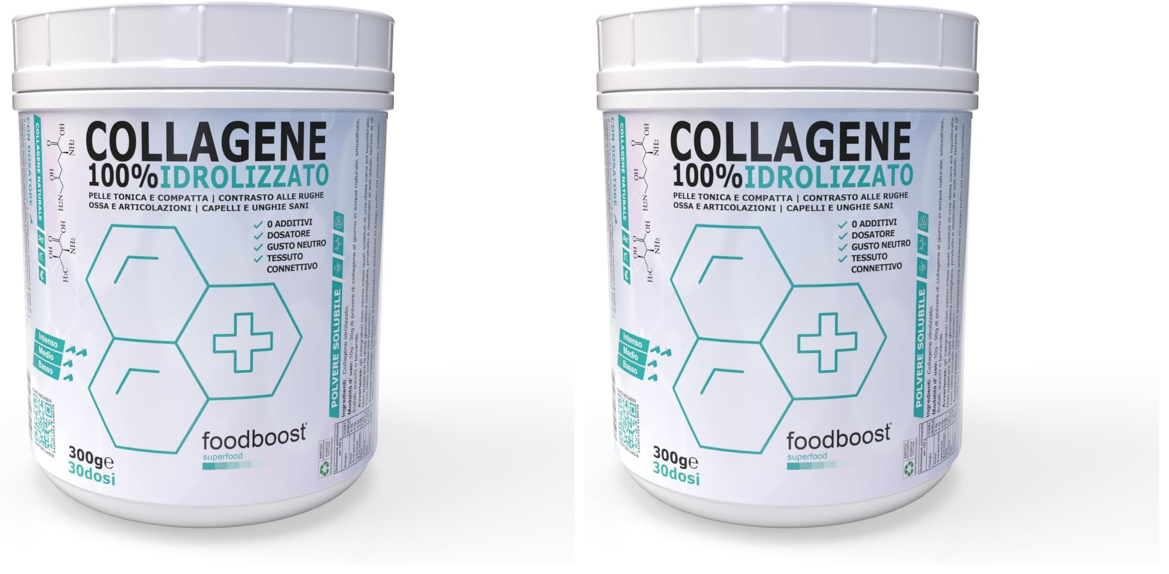 foodboost Collagene in Polvere 300g – pelle elastica, capelli, unghie, articolazioni, tessuto connettivo – Neutro, 100% Naturale (Confezione da 2)