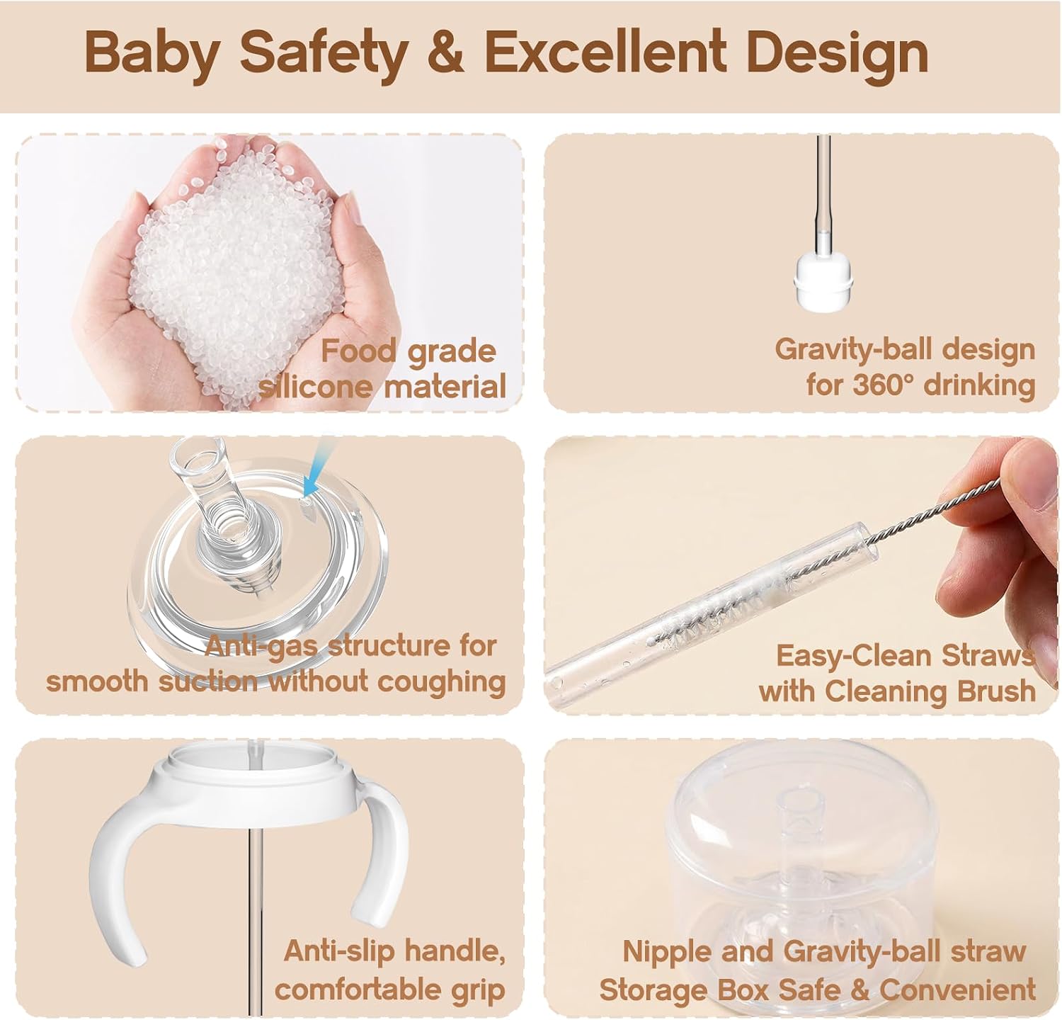 Straw Cup Conversion Kit for Pigeon Bottles, Sippy Cup Conversion with Soft Silicone Nipple, Weighted Straw, Bottle Handle, Cleaning Brush, Storage Cases, Leak-Proof & Anti-Colic, 8m+, 4 Pack