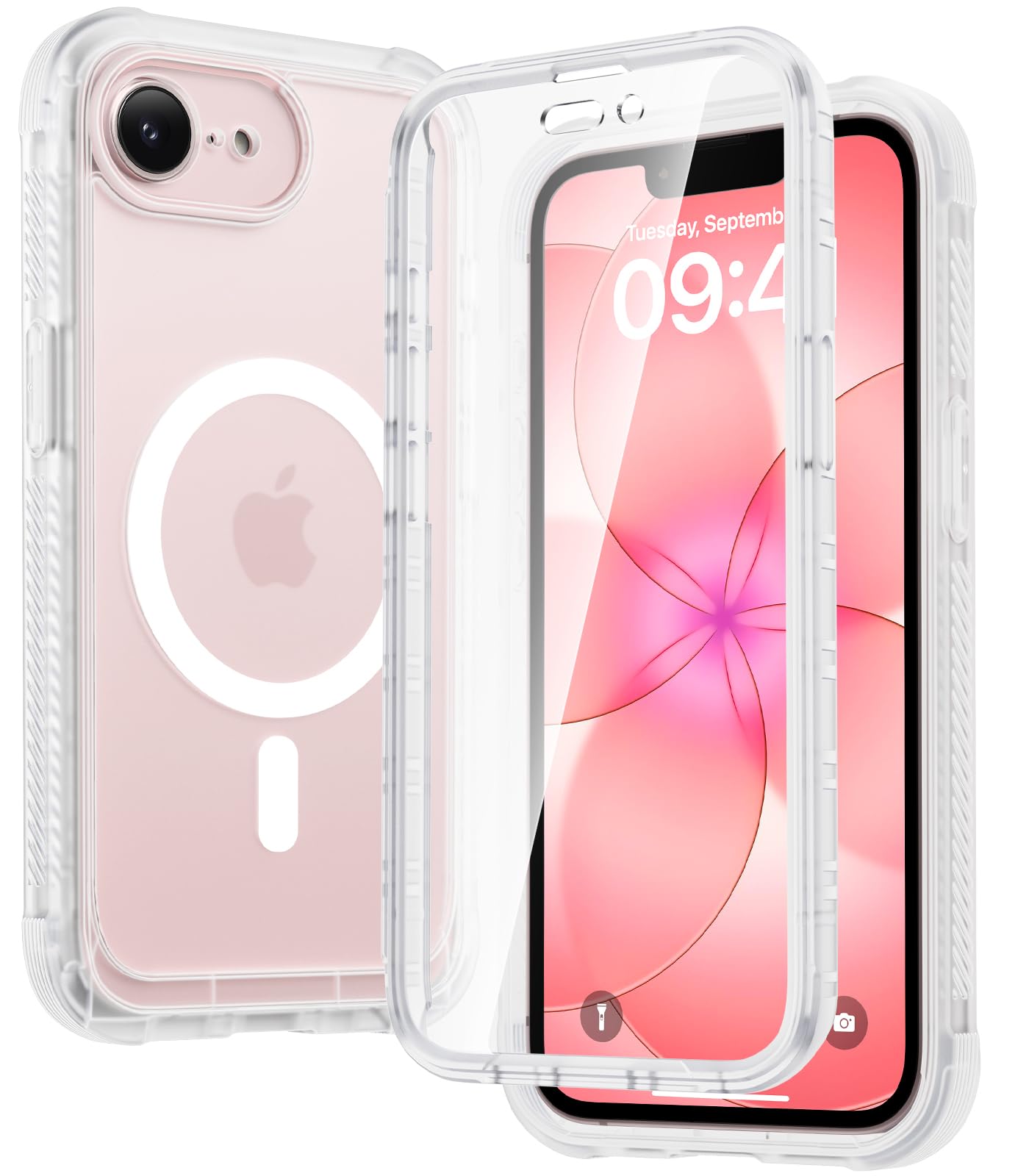Diaclara Magnetic for iPhone 17e Case &amp; iPhone 16e Case 6.1" Full Body Bumper,[Compatible with MagSafe] Military Drop Proof Cover with Built-in Screen Protector,Magnetic Matte Clear