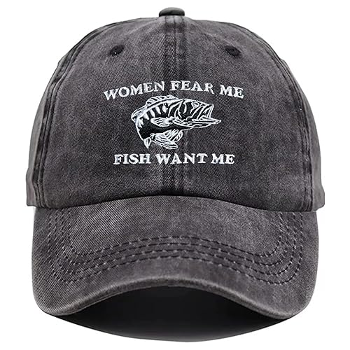 Embroidered Women Fear Me Fish Want Me Hat for Men Women Funny Trucker Dad Baseball Cap Perfect Fishing Presents Gifts - Women Fear Me