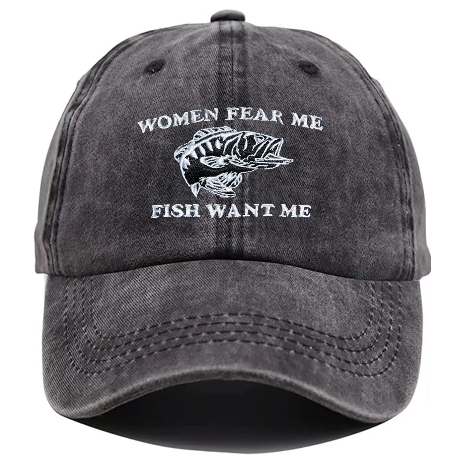 Women Want Me Fish Fear Me Hat for Men Women, Funny Adjustable Dad Hats Embroidered Baseball Cap Perfect Fishing Gifts
