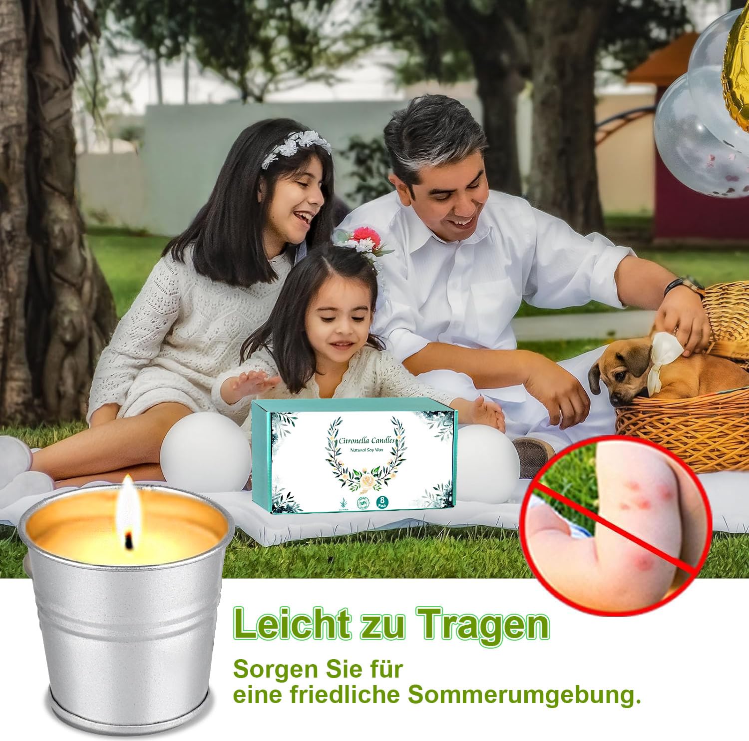 Candela alla citronella per esterni 140 ore 8 pezzi campeggio picnic terrazza giardino