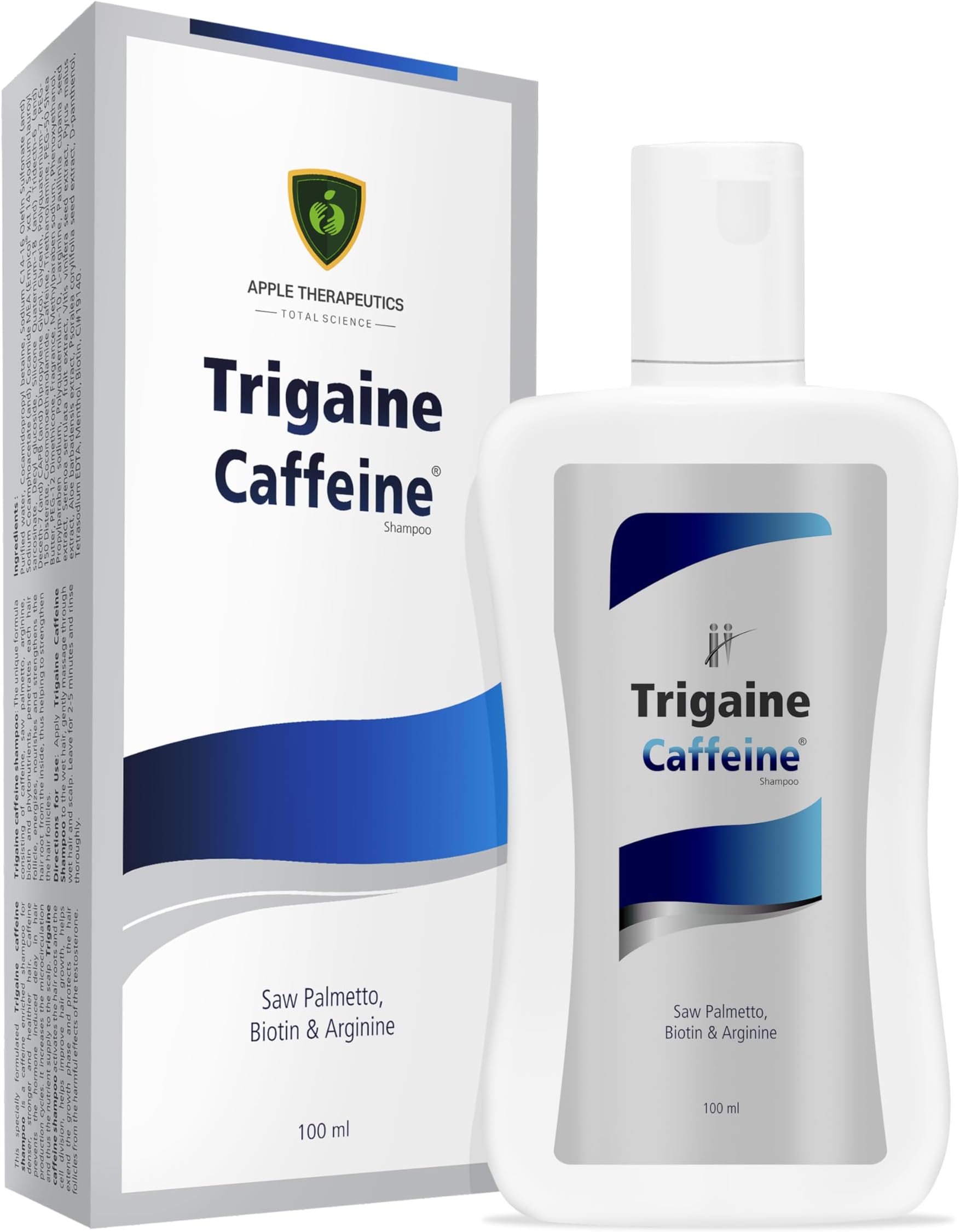 APPLE THERAPEUTICS Trigaine Caffeine Anti-Hair Fall Shampoo Scalp Shampoo For Hair Fall Dermatologist Recommended For Dull Dry & Damaged Hair (100ml)