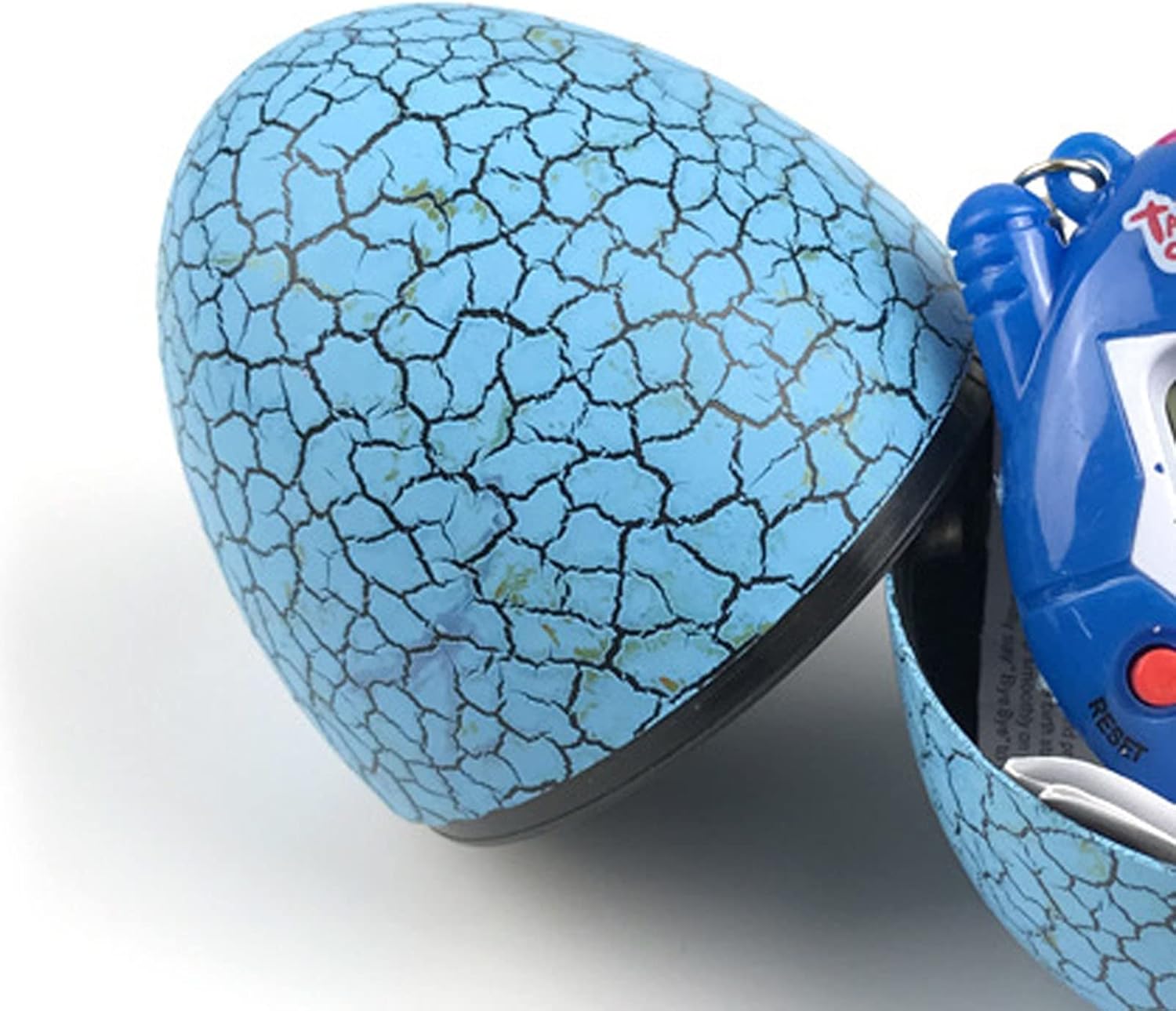 Egg case partially open with pet inside