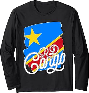 Love RDC DRC Congo With Congolese Distressed Flag Long Sleeve T-Shirt