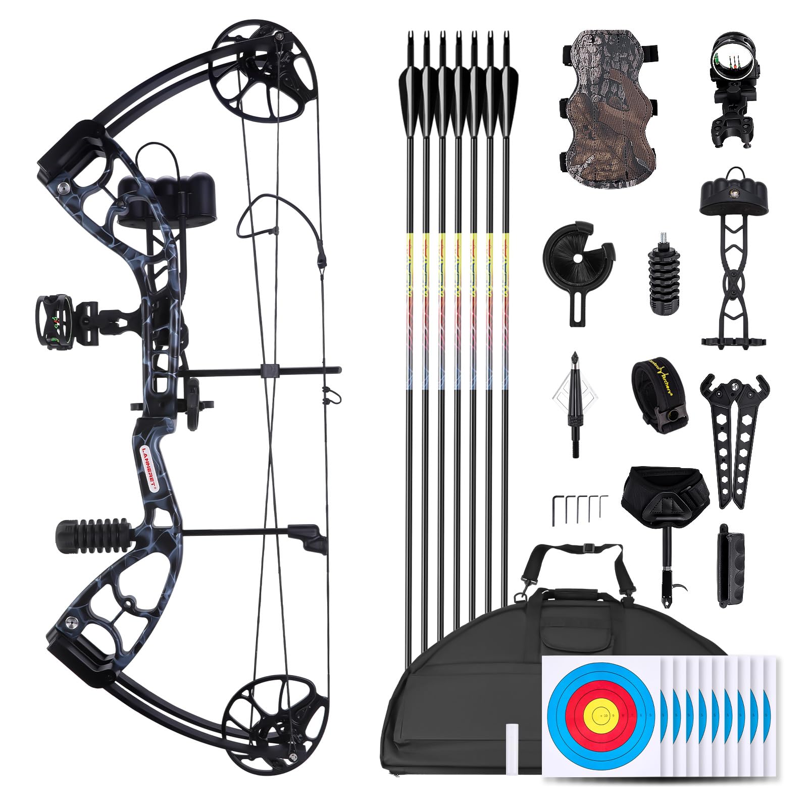 MOTION ZEUS Lightweight Compound Bow Kit for Pull Beginner and Intermediate Archer,19-70LBS Draw Weight,19