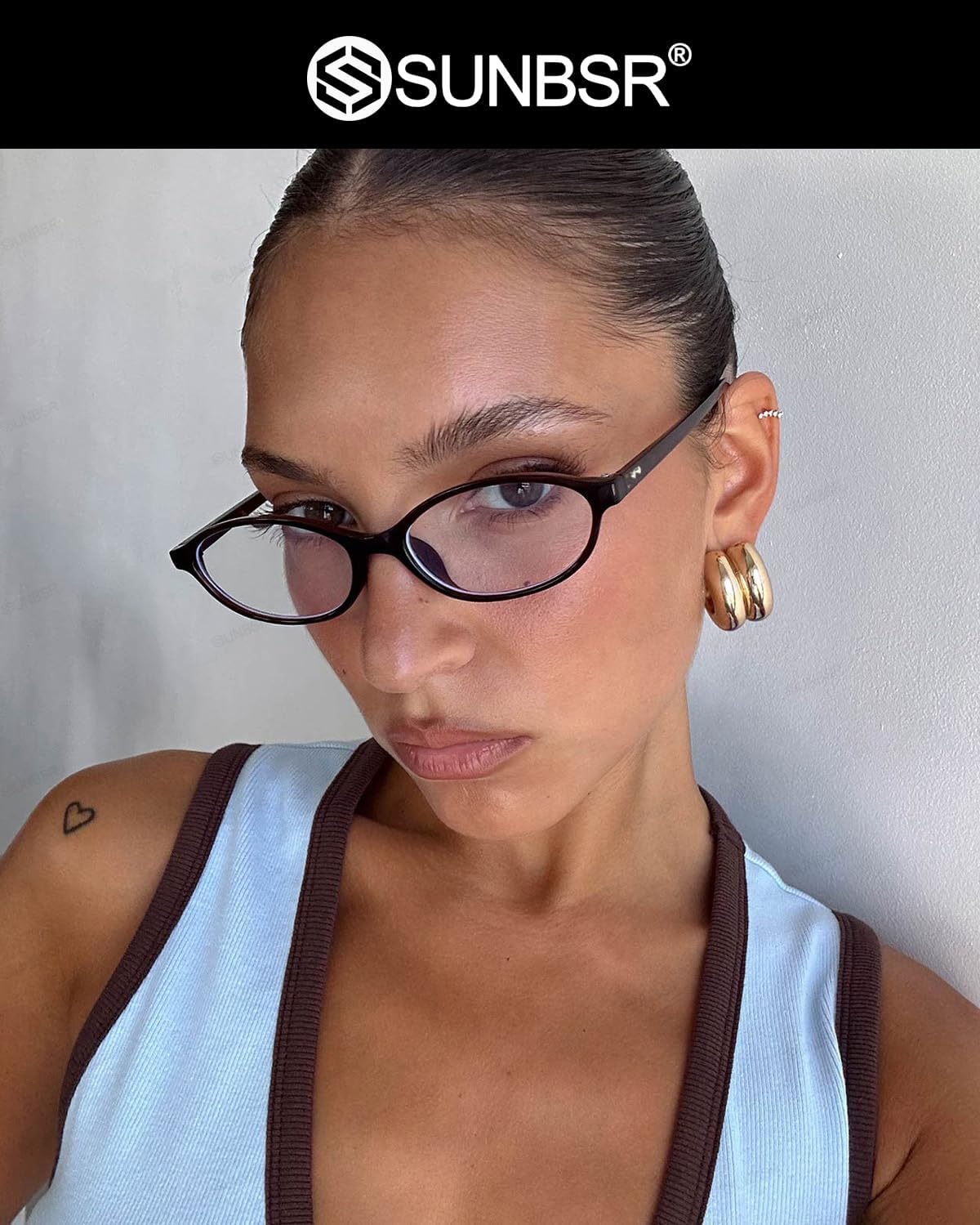 Retro Oval Glasses for Women Men Vintage Oval 90s Blue Light Glasses Y2K Small Face Fake Eyeglasses - Image 3