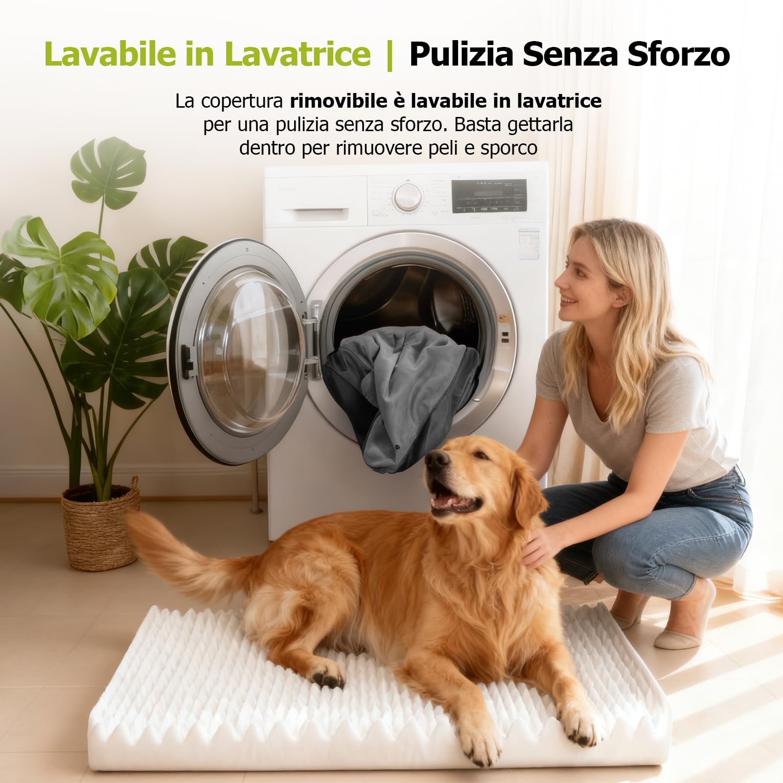 Cuccia Ortopedica per Cani con Cuscino Rimovibile, Lettino Lavabile Memory Foam a Forma Cassetta Uova, Impermeabile Letto per Supporto Testa e Articolazioni, Cuccia cane Interno con Base Antiscivolo
