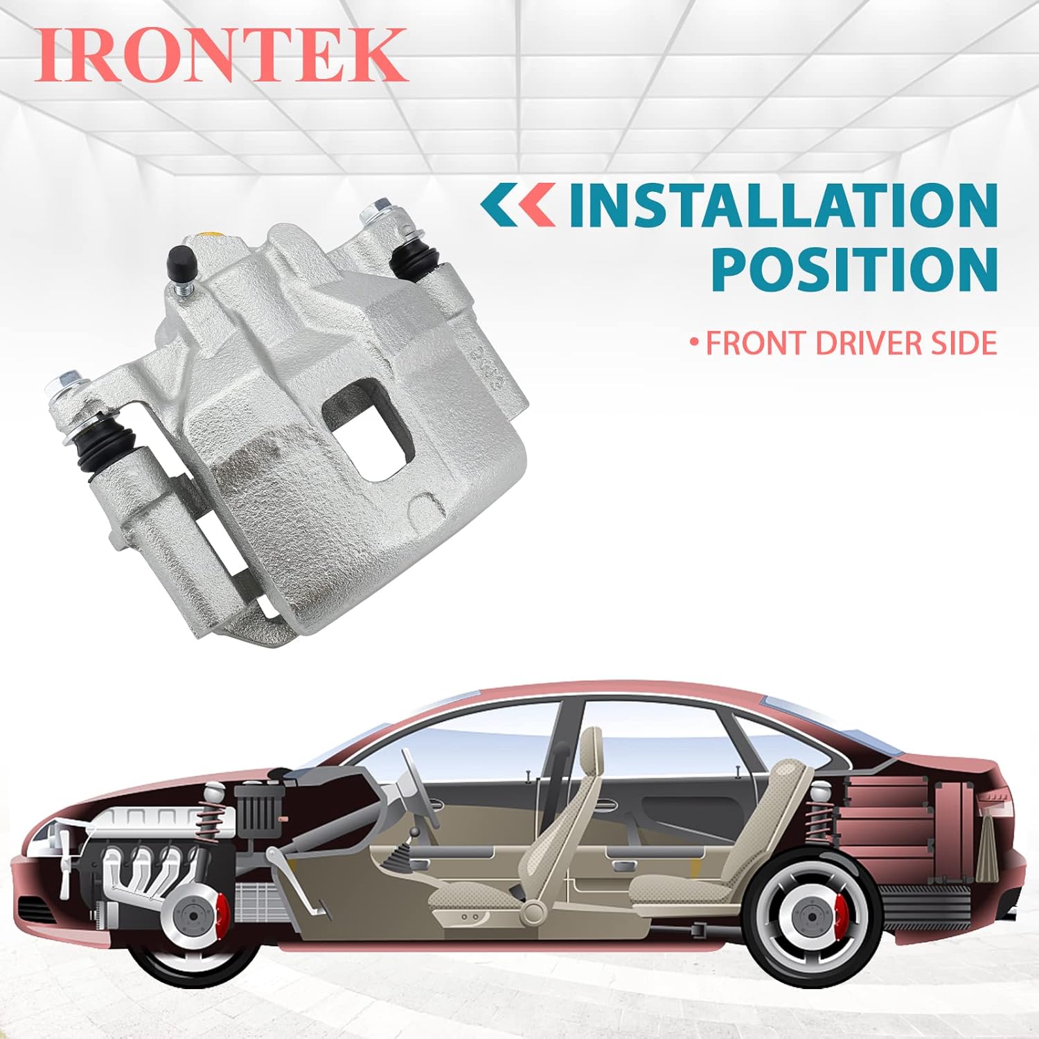 IRONTEK 19B2048 Front Left Driver Side Brake Caliper Assembly Fit for 1998 1999 2000 2001 2002 for Toyota Corolla, 1998 1999 2000 2001 2002 for Chevrolet Prizm, Front Driver Side Disc Caliper Assembly