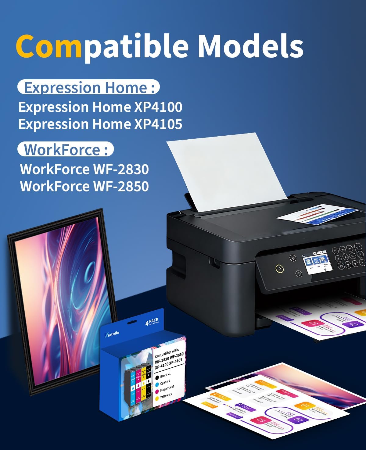 Remanufactured Ink Cartridge Replacement for Epson 212 212XL T212 T212XL Ink Cartridges Combo Pack for Expression Home XP-4100 XP-4105 Workforce WF-2830 WF-2850 Printer (4 Pack)