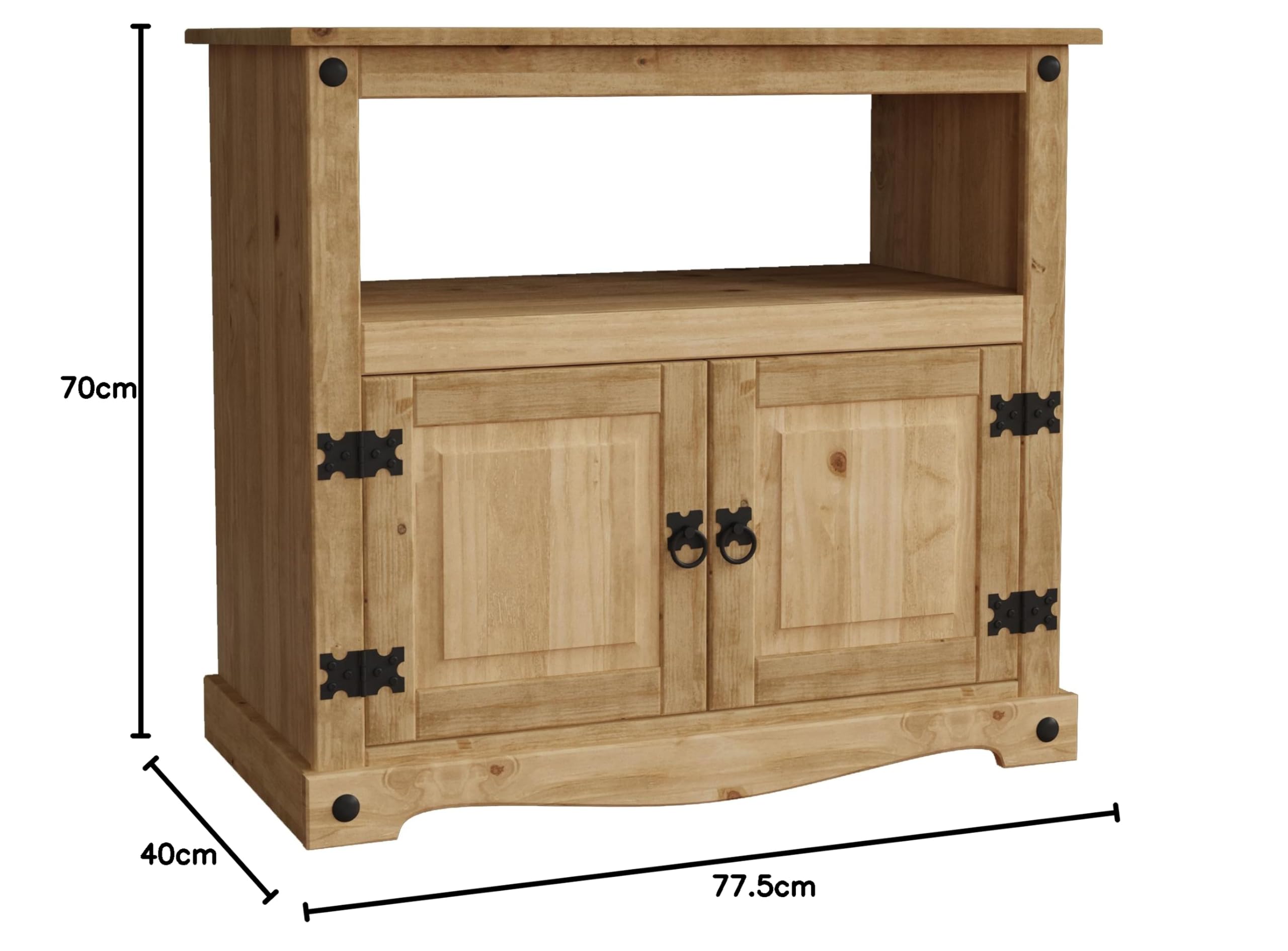 Vida Designs Corona - Mobile porta TV dritto, con ripiano e contenitore, in legno di pino massiccio