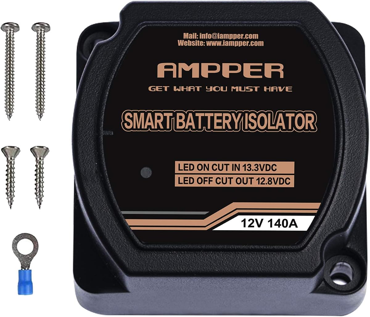 Ampper 12V 140A Dual Battery Isolator, Battery Voltage Sensitive Relay