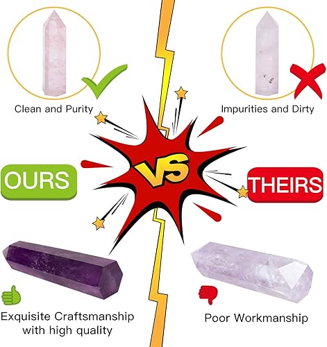 Miniatura 7 de Varitas de cristal curativo  Puntos de cristal de cuarzo rosa de 2 pulgadas, 6 facetas de terapia de meditación de chakras Reiki, 4 unidades, Cristal