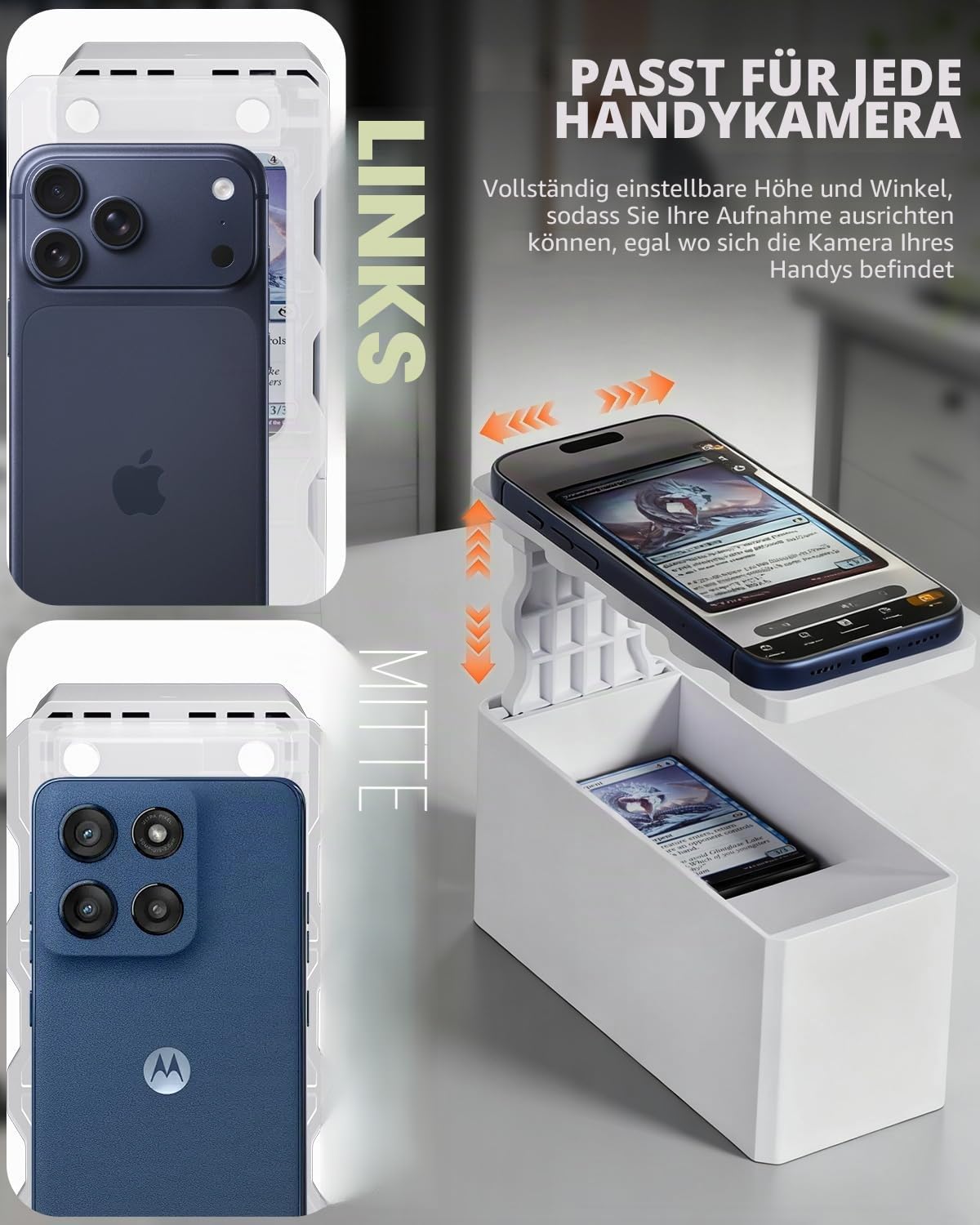CloudValley TCG-Kartenscanner-Ständer für MTG-Sammelkarten, 【ABS-Material】Verstellbare Halterung für das Scannen mit dem Smartphone, 【Schnelles Scannen & Preisvergleich】Kompatibel mit der ManaBox-APP