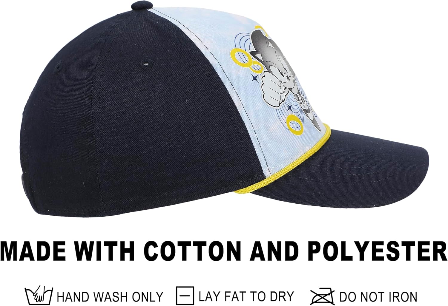 Sonic The Hedgehog Gold Rings Youth Navy Traditional Adjustable Hat - Image 4