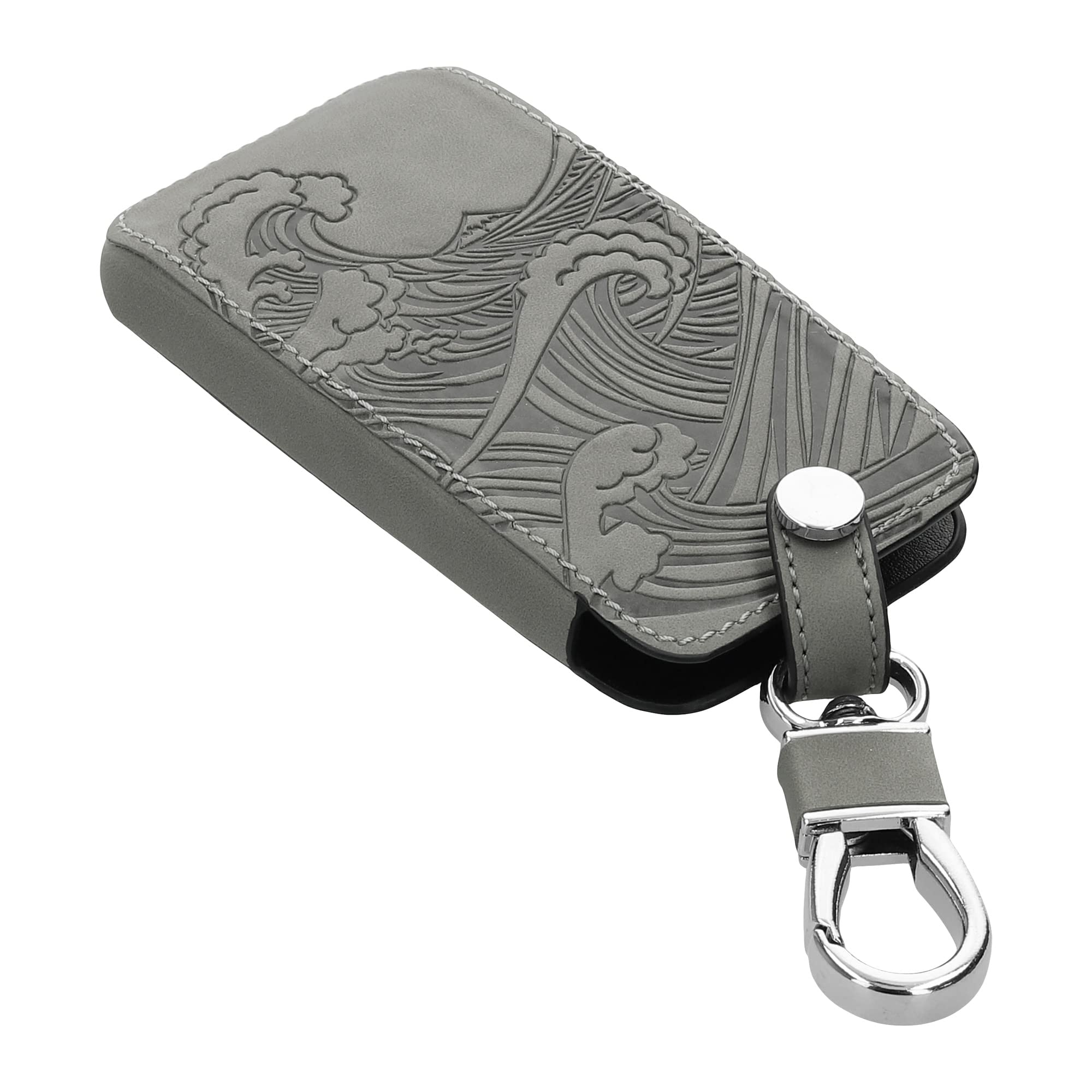 kwmobile Akcesoria do kluczyka samochodowego kompatybilne z Renault Smart Key 4-Button (tylko klawisze Keyless Go) - Etui na kluczyki samochodowe z nubuku - szary kompas