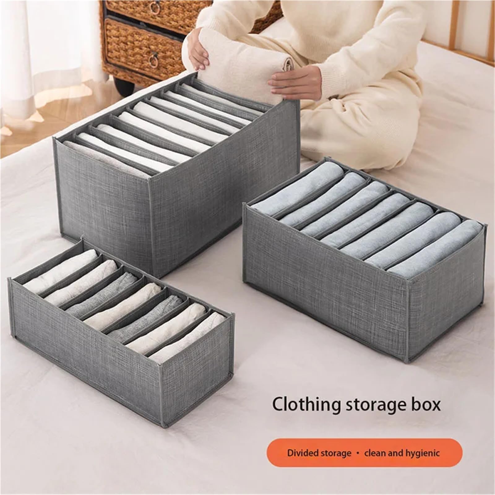 Organizador de cajones para Ropa Interior, Caja de Almacenamiento para Calcetines, Sujetador, 2 Piezas, Ropa, Pantalones y Vaqueros, Armario, Corbata, Camiseta.