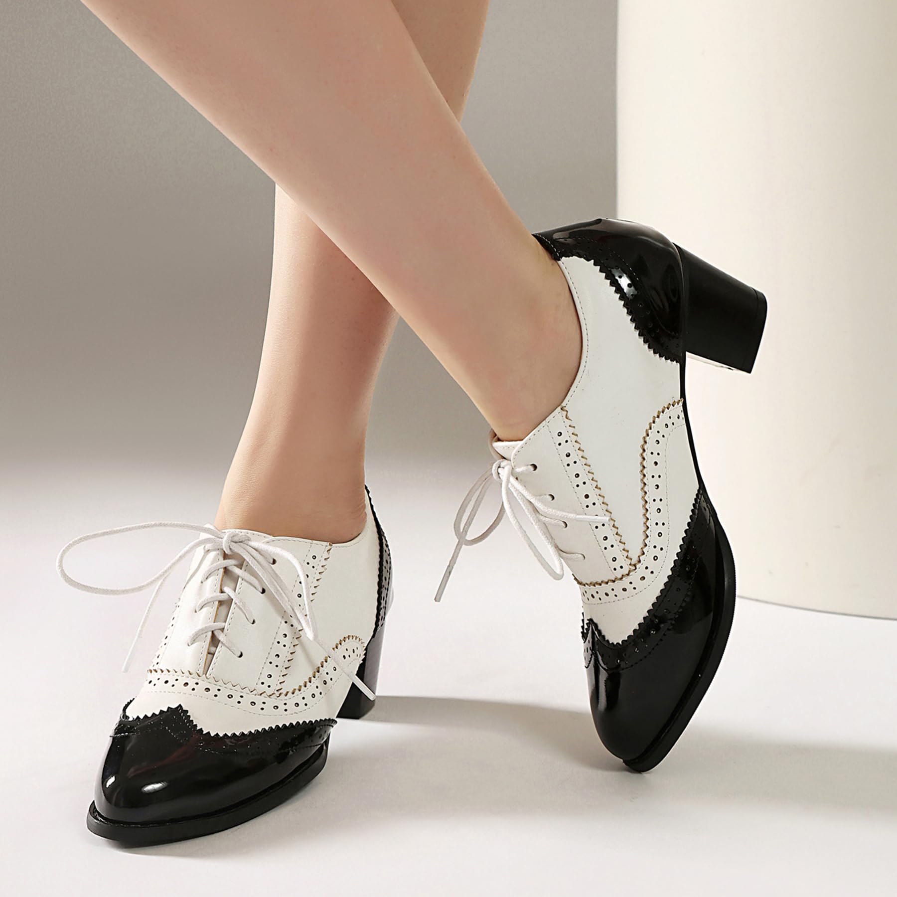 Gicoiz Charol Oxford Mujer Cordones Brogue Zapatos de Vestir