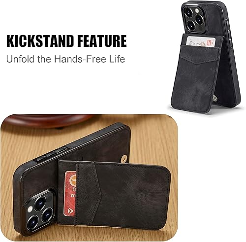 Miniatura 4 de Funda tipo cartera compatible con iPhone 15 Pro de piel sintética con ranura para tarjetero, cierre magnético con función atril de 6.1 pulgadas