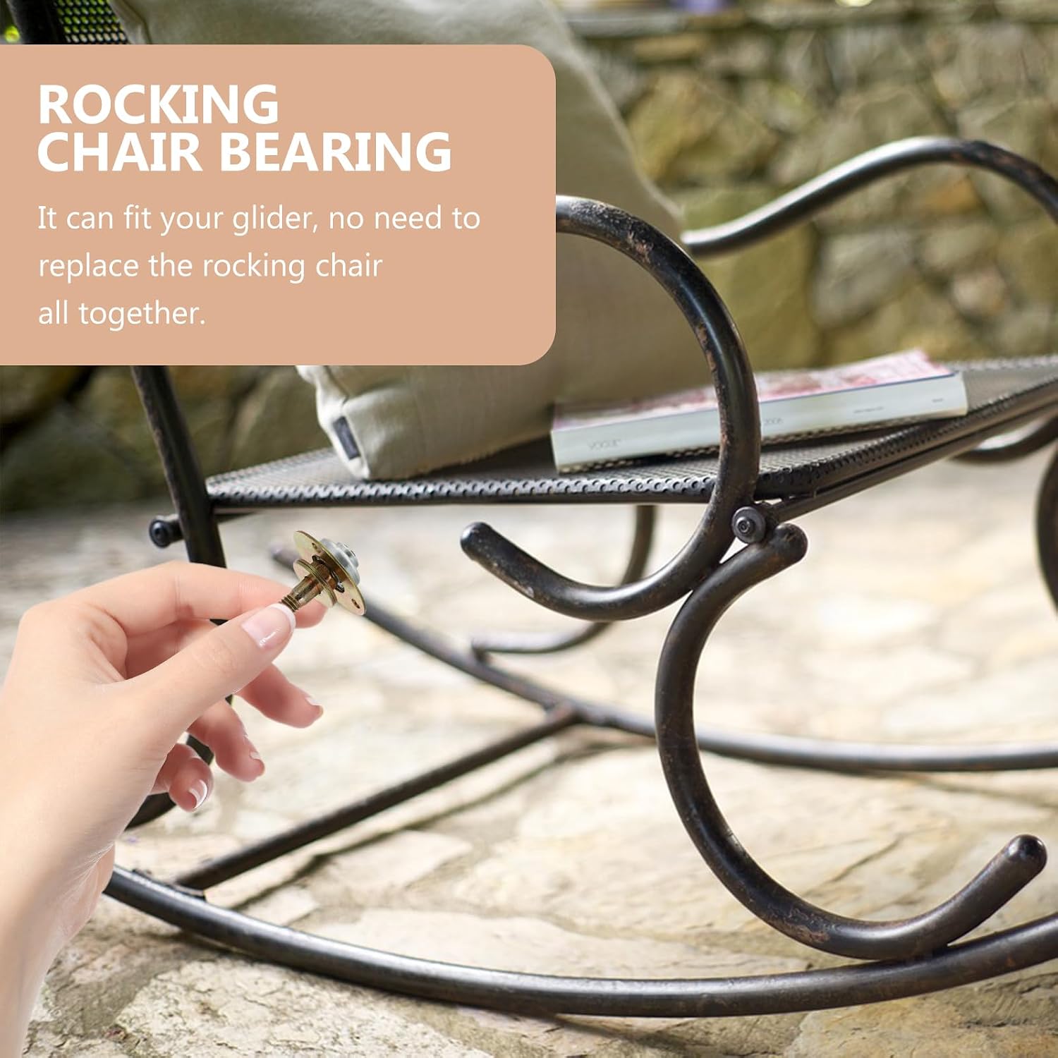 SOLUSTRE Rocking Chair Bearing Furniture Connecting Fittings 4-Pack Glider Rocker Bearings Replacement 1.77 X 1.57 X 1.57 in for Patio Glider Chair Repair