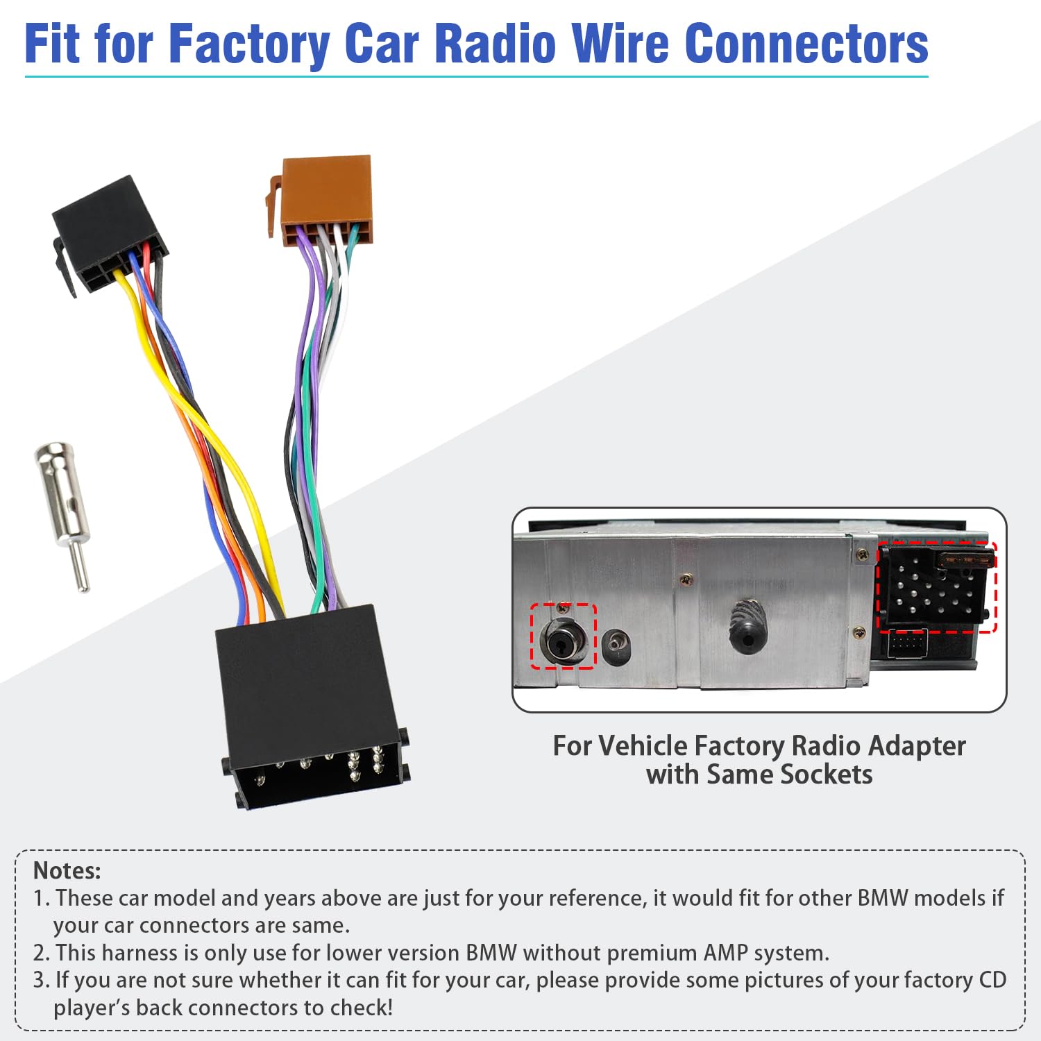 Cable Radio BMW E30 Adaptador Radio BMW A ISO - 17 Pines - Compatible Con E30, E36, E46, E39, Mini, Land Rover Cable Radio E30 E36 E46