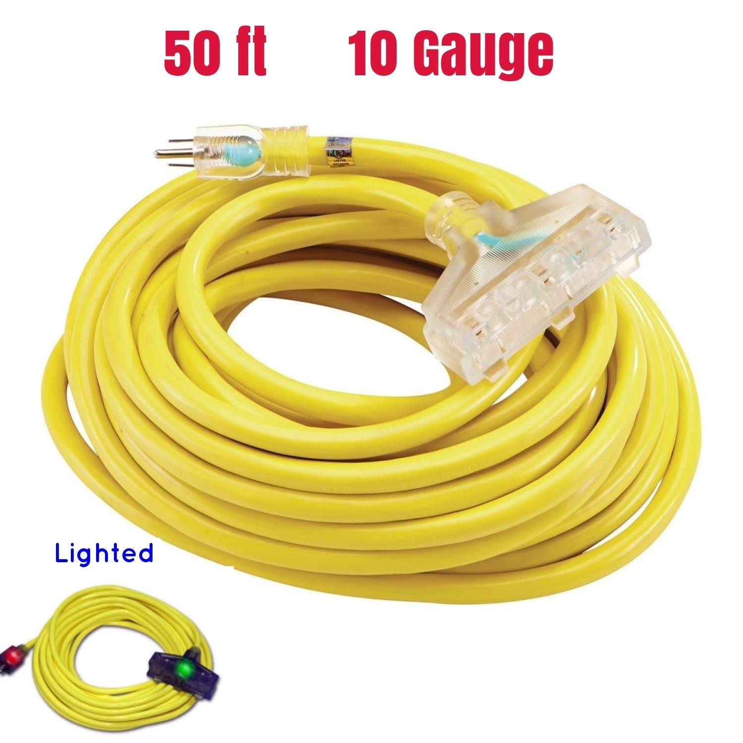 yellow extension cord 10/3 50 ft 10 Gauge Extension Cord Heavy Duty