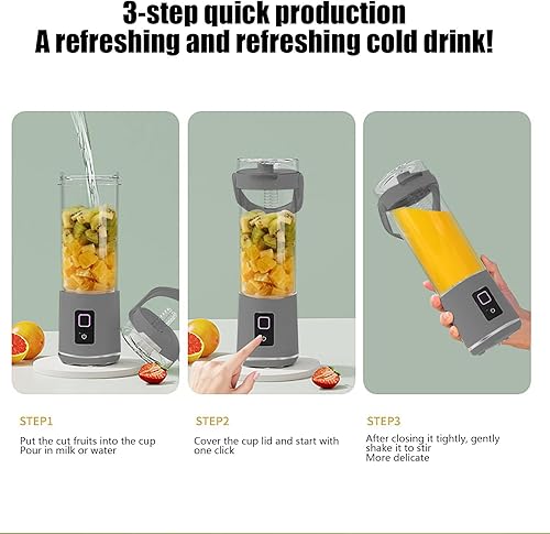 Miniatura 4 de Licuadora portátil, inalámbrica, recipiente de 20 onzas, licuadora personal para batidos y batidos, sin BPA, tapa a prueba de fugas y boquilla para