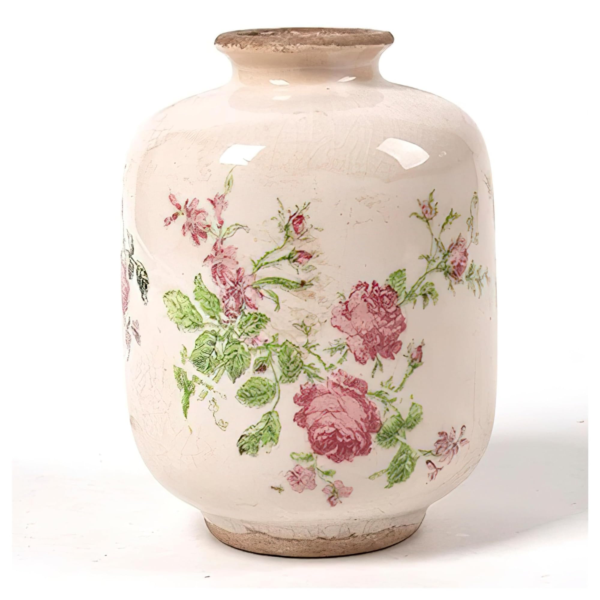 Vasi da fiori Vaso in ceramica bianca, piccolo disegno floreale in porcellana stile country francese dipinto a mano Accessori per il soggiorno
