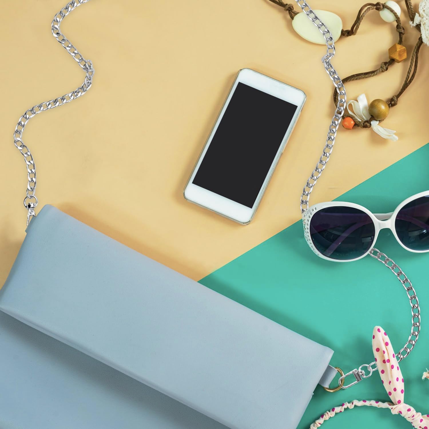 Purse Chain Strap 8-Pack, 47" Wallet Chain DIY Flat Iron Crossbody & Shoulder Replacement Straps with Metal Buckles - Image 5