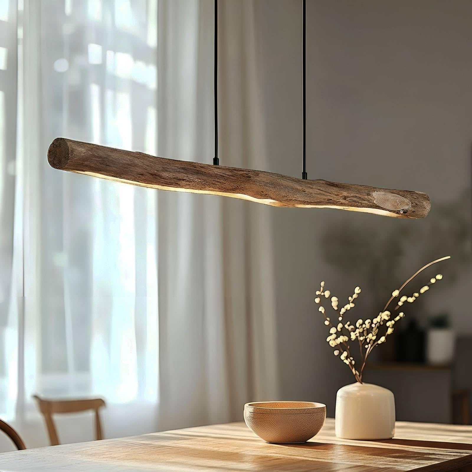 Lindby LED Lámpara colgante Nekala en Negro hecho de Madera e.o. para Salón & Comedor (1 llama, lámpara, techo