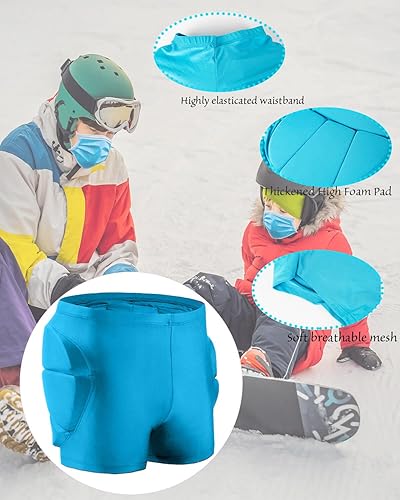 Miniatura 10 de Reomoto Almohadillas de protección de cadera para niños pantalones cortos esquí patinaje snowboard protección de cadera para adolescentes Negro,